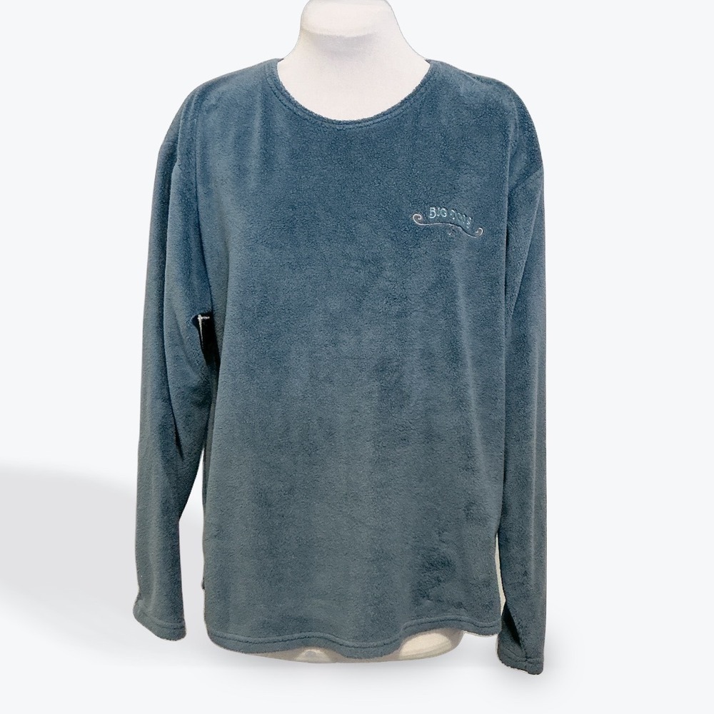 Big Dogs Vintage Blue Fleece Sherpa Crewneck Pullover Sweatshirt Small‎ Unisex